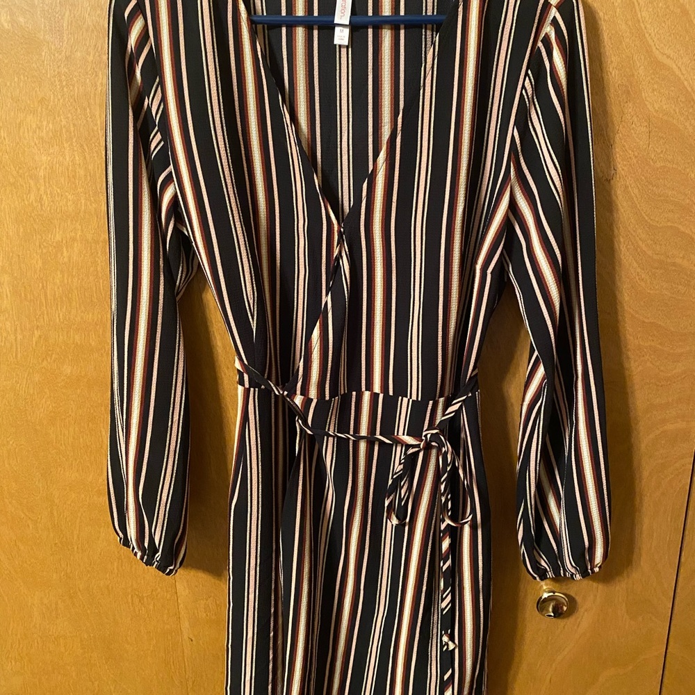 Target striped long sleeve wrap dress
